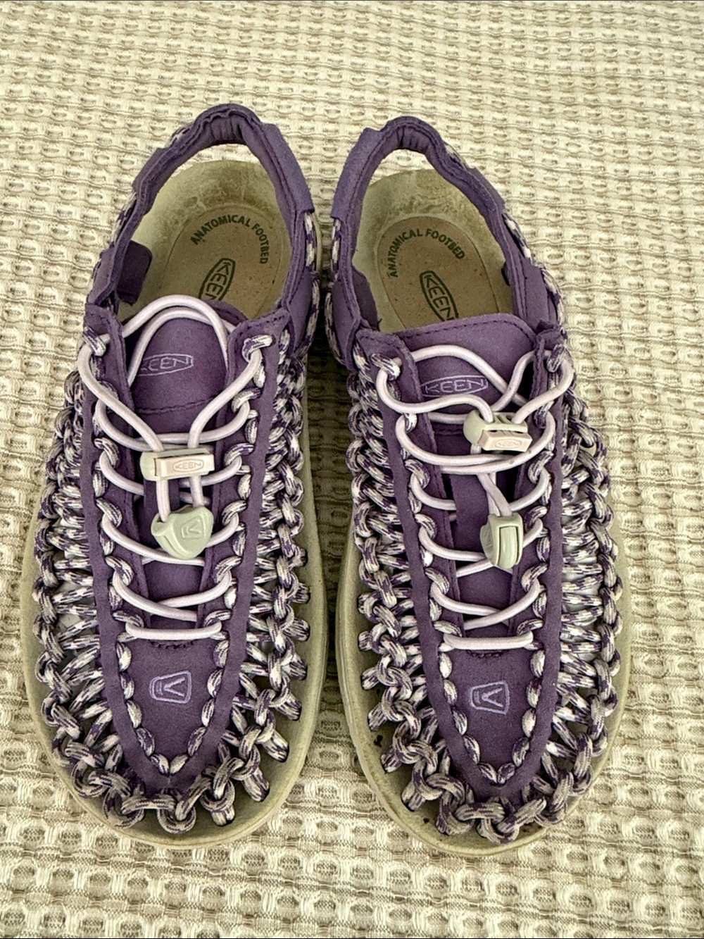 KEEN Purple and Light Purple Woven Lace-Up Sandals in size 6.5.
